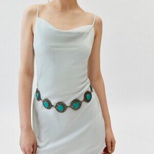 UO Mallory Cowl Neck Slip Dress Women size L in Seasky Blue